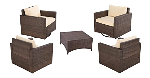 W Unlimited Dark Brown Set of 4 Glider Chair with 1 Coffee Table SW1841S4T1