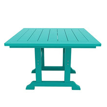 WO Outdoor Adirondack Dining Chair Square Table 5 PCS Set Retro Aesthetic Curveback for Outside Restaurant Dining, Resort, Hotel, Home, Balcony, Terrace, Lawn, Pool, Deck, Garden (Turquoise)
