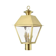 Livex Wentworth 3 Light Large Outdoor Post Top Lantern 22 Inches Tall Natural Brass