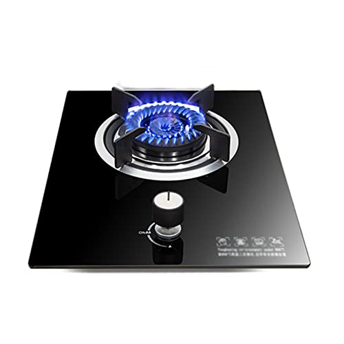 Built-in Gas Stove 1 Burner, 4.0/KW Fire Power Cast Iron Pot Holder With FFD Protection, Tempered Glass Gas Single Stove For Home Kitchen, Camping And Travel (Size : LPG)