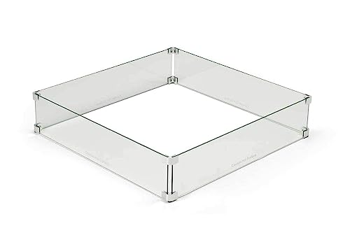 HPC Fire Square Fire Pit Glass Wind Guard (WG37-SQ), 37-Inch
