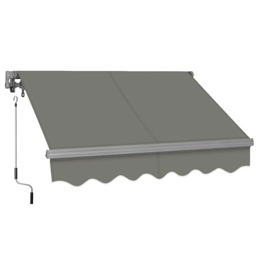ADVANING SG Series, 12'x10' Manual Retractable Awning, Fully Assembled Quality UV+ Sun Shade Canopy, Color: Gray, MA1210-A118NG