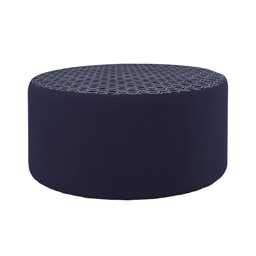 FDP 36" Round Oversized Outdoor Ottoman Featuring Sunbrella Two-Tone - Weather-Resistant, Fade-Resistant, Fully Assembled Patio Furniture for Backyard or Poolside Seating, 18" H - Indigo/Navy