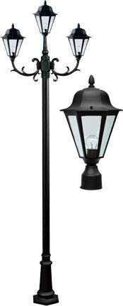 DABMAR LIGHTING Daniella Post Three Light Fixture Black