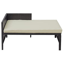 DUYHBAWRS 3 PCS Outdoor Patio Rattan Furniture Set Include 1 Sofa Lounge Coffee Table with Beige Cushions