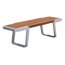 GRFIT Outdoor Bench Wooden Bench Backless, Stainless Steel Structure, Outdoor Chair for Park, for Porch, Patio, Patio Seat, Garden Bench