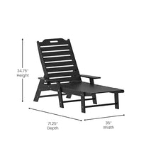 Taylor & Logan Edgley Set of 2 Adjustable Adirondack Lounger with Cup Holder- All-Weather Indoor/Outdoor HDPE Lounge Chair in Black