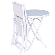 DUYHBAWRS 3 PCS Folding Bistro Table Chairs Set Garden Backyard Patio Furniture White Loveseat Coffee Table