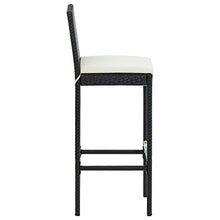 vidaXL 7 Piece Patio Bar Set with Cushions Poly Rattan Black
