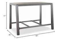 Whiteline Modern Outdoor Living BR1537-TAU, Taupe Vargas Bar Table, Aluminum Legs, Glass Top