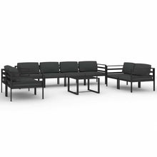 9 Piece Patio Lounge Set with Cushions Aluminum Anthracite Outdoor