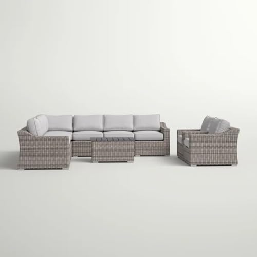 callmego Outdoor Sectional Sofa Set with Cushions for 8 People, Pre-Assembled for Backyard Patio Use