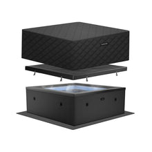 Wave Garda Eco-Foam Hot Tub | Square Energy-Efficient Outdoor Spa with 70 Bubble Jets, Built-in Heater, WiFi App Control and Insulated Cover | Charcoal Black | 4 Person | EnergySave Bundle