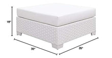 Furniture of America Arthur Contemporary Rattan Large Patio Ottoman in White