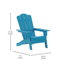 Taylor & Logan Nellis Adirondack Chair with Cup Holder, Weather Resistant HDPE Adirondack Chair in Blue, Set of 4