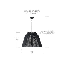 Capital Lighting 956311OK Jasper Transitional Indoor/Outdoor Medium Pendant, 1-Light 100 Watt, 17" H x 23" W, Oynx and Black
