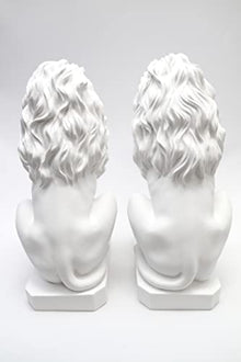 Vittoria Collection 20.5" Pair of Lions Sitting Down Aggressive Statue Figurine Made in Italy Indoor Outdoor Garden Home Decoration
