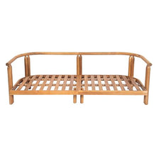 Christopher Knight Home Acacia Wood 3-Seater Sofa Outdoor, 74'' Patio Acacia Wood Sofa Chair, Curved Wooden Lounge Seating for Backyard Garden, Outdoor Entertaining Furniture, Light Teak+Beige