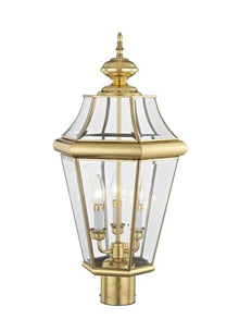 Livex Lighting 2364-01 3-Light Outdoor Post Lantern, Antique Brass