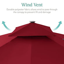 Best Choice Products 10x10ft Cantilever Patio Umbrella w/Base Included, Solar LED Lights 360 Rotation Large Offset Hanging Outdoor Shade for Deck Pool Backyard w/Stand – Burgundy