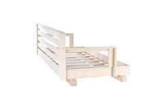 RRI Goods Hanging Patio Swing Bed, Deluxe Outdoor Porch Furniture with Weather Resistant Wooden Frame and Rope [Grey]