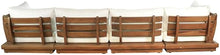 Meridian Furniture 111White-S4A Mirella Collection Modern | Contemporary Outdoor Patio 4pc. Modular Sofa with Solid Teak Frame, Water Resistant Fabric, 150" W x 38" D x 27" H, White