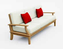 TeakStation 1 Pc Teak Wood Sofa Set: Sofa with Cushions in Outdoor Sunbrella Fabric #5404 Canvas Natural
