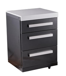 Mont Alpi 3-Drawer Right Cabinet Module - Black Stainless Steel | Soft-Close Slides | White Granite Top | Fits MAi805 & MAi400 | 25" W