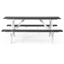 WestinTrends Outdoor 70" HDPE Plastic Picnic Table Bench with Umbrella Hole, Gray