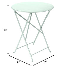 Fermob - Bistro 24" Round Table - Lacquered Steel Folding Table for Two to Three People - No Parasol Hole - Outdoor & Indoor Use - Ice Mint