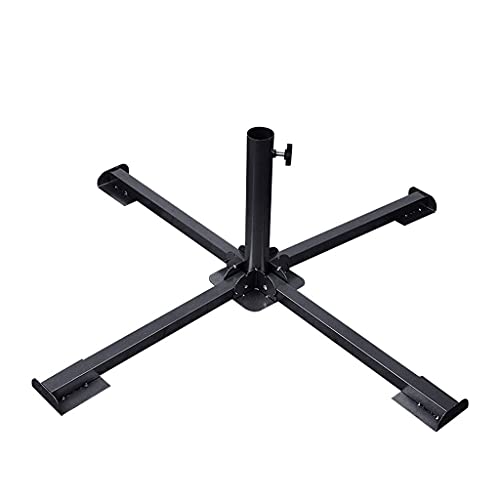 Metal Outdoor Umbrella Base,Foldable Beach Garden Patio Sunshade Parasol Base Thickening Cross Outdoor Stand Holder (Black a)