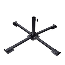 Metal Outdoor Umbrella Base,Foldable Beach Garden Patio Sunshade Parasol Base Thickening Cross Outdoor Stand Holder (Black a)