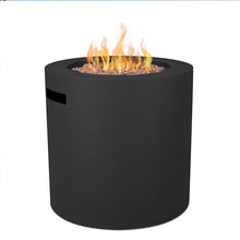 Real Flame Aegean 24" Round Propane Gas Fire Pit Table with Hidden Tank, 50,000 BTU, Powder-Coated Steel, Push-Button Ignition, Lava Rock, Storage Cover, Stainless Steel Burner with Lid - Black