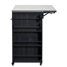 Merax Kitchen Island with Storage and Drop Leaf, Rolling Grill Cart with Stainless Steel Top, Drawers and Side Spice Rack,Outdoor Storage Cabinet for BBQ, Bar Patio Kitchen Island, Black
