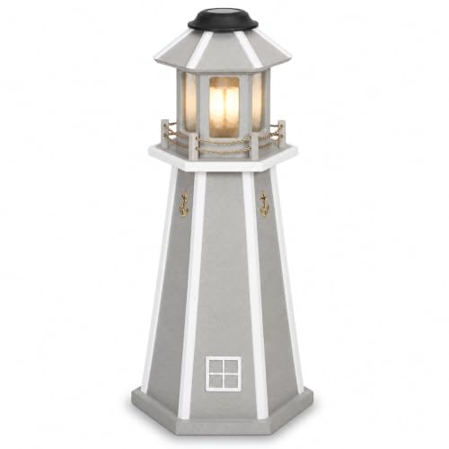 Peaceful Classics Poly Solar Lighthouse, Gray, 3ft