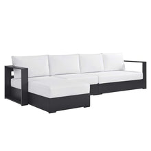 Modway Tahoe Modular Aluminum 3-Piece Outdoor Patio Furniture Gray White, Left-Facing Sectional Sofa Set with Weather-Resistant Cushions, Ideal for Deck, Backyard, Poolside