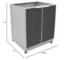 Blue Sky Outdoor Living, OKC3024GD2DG, 2-Door Outdoor Kitchen Cabinet – Heavy-Duty Tempered Glass Cabinet Doors – Weather-Resistant Modular Base for Patios and BBQ Islands – Slate Gray