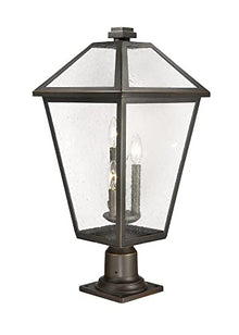 Z-Lite 3 Light Outdoor Pier Mounted Fixture 579PHXLR-533PM-BK, Clear Beveled