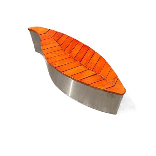 mifortune-e Garden Bench, Stainless Steel Park Bench - Outdoor Garden Leaf Design Seat,for Patio(Yellow)