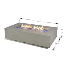 Meteora Concrete Fire Pit 55.9" x 31.9" Outdoor Patio Firepit Includes Fire Glass Modern Fire Pits & Outdoor Fireplaces for Garden, Deck, Indoor & Outdoor Heating