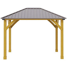 Outsunny 10' x 12' Hardtop Gazebo with Galvanized Steel Roof, Wooden Frame, Brown