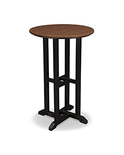 POLYWOOD RRT224FBLTE Contempo 24-Inch Round Counter Height Table, Black Frame, Teak