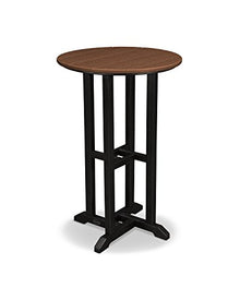 POLYWOOD RRT224FBLTE Contempo 24-Inch Round Counter Height Table, Black Frame, Teak