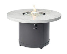 Outdoor GreatRoom Co Propane Fire Pit Table - Beacon Gas Fire Pits for Outside Patio - 48 Inch Round Concrete Firepit Fire Table with Matching Tabletop Cover, Powder-Coated Metal Base - White/Grey