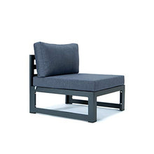 LeisureMod 4-Piece Armless Outdoor Patio Sectional Set with Cushions – Modern Blue Patio Chairs for Garden, Deck, or Backyard