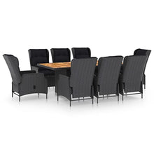 NLQMSU 9-Piece Outdoor Dining Set Dark Grey Black