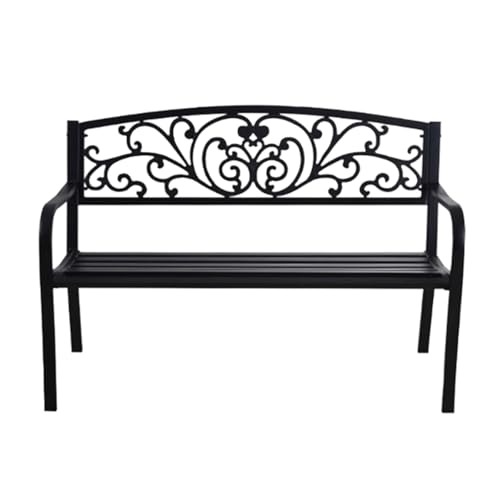 Vzhrvd Metal Benche, Park Bench, Patio Bench with Backrest and Armrests Metal Garden Bench for Park, Yard, Front Porch, Path, Lawn Decor