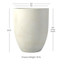 TITAN GREAT OUTDOORS Ash & Ember 22" Laurel Satin Ivory Planter, Lightweight Fiberstone Composite with Weather-Resistant Finish, Modern Planter Pot for Indoor and Outdoor Plants