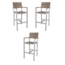 Home Square Aluminum Frame Patio Bar Arm Stool Set of 3 Grey