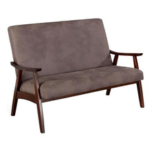 Furniture of America Kikee Faux Leather Cushioned Loveseat Bench in Brown